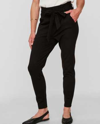 Černé zkrácené kalhoty s vysokým pasem VERO MODA