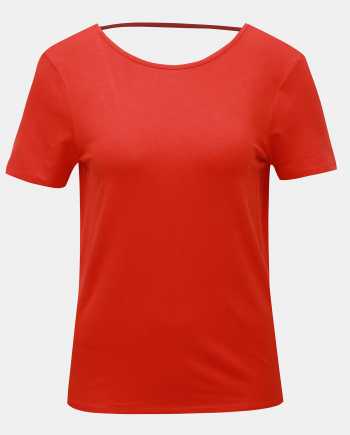 Červené tričko s výstřihem na zádech Noisy May