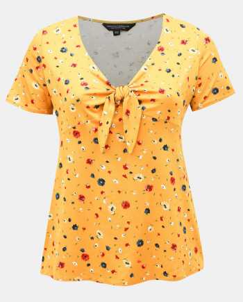 Hořčicové květované tričko Dorothy Perkins Curve