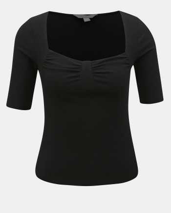 Černé žebrované tričko Dorothy Perkins Petite