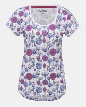 Fialovo-bílé dámské květované tričko LOAP Badsy