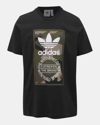 Černé pánské tričko s potiskem adidas Originals Camo