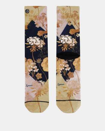 Květované dámské ponožky ve zlaté barvě XPOOOS