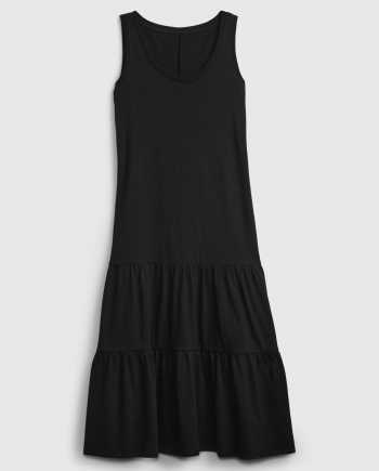 Černé dámské šaty sl tiered maxi